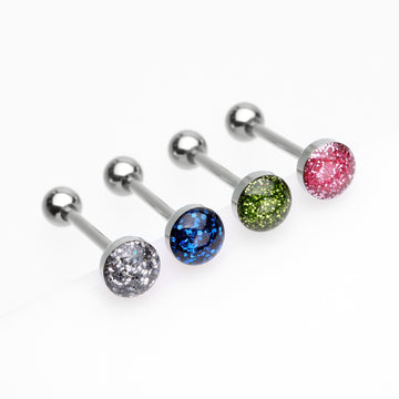 4 Pcs Pack of Assorted Color Glitter Sparkle Top Steel Barbells